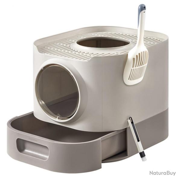 Bac  litire pour chat XXL avec couvercle plateau amovible pelle brosse espace pour grands chats m
