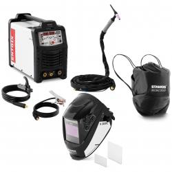 Poste à souder TIG 200 a facteur de marche 80 % casque de soudure x-basic acier inoxydable aluminiu