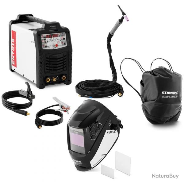 Poste  souder TIG 200 a facteur de marche 80 % casque de soudure x-basic acier inoxydable aluminiu