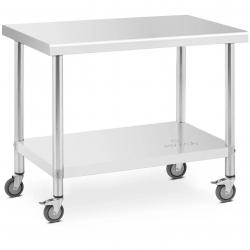 Table de travail cuisine professionnel premium 60 x 100 cm 155 kg acier inoxydable argenté 14_00100