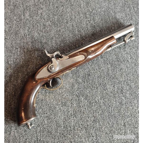 Pistolet super propre de type Anglais  percussion tout en acier bois et laiton canon  pans