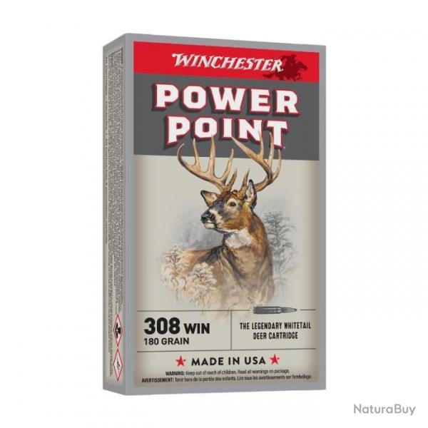 Munitions Winchester Power Point 11.7g 180gr - Cal. 308 Win x1 boite
