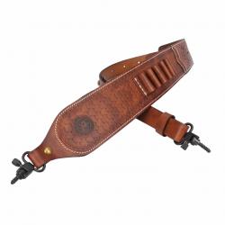 Sangle cartouchière livrée avec grenadières - cuir gaufré - marron - LIVRAISON GRATUITE