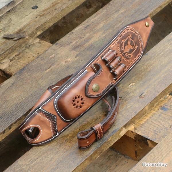 Sangle en cuir vieilli pour fusil - LIVRAISON GRATUITE