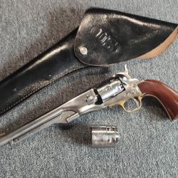 Révolver Pietta cal 44 1860 army  old silver avec barillet flûté+ 1 supplémentaire + étui US en cuir