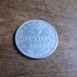 monnaie 3 mark 1922 A