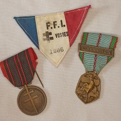 Médailles insigne tissu Résistance FFI 39/45 WW2