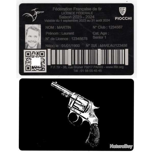 FFT! Licence de tir en aluminium grav au laser (Recto / Verso)