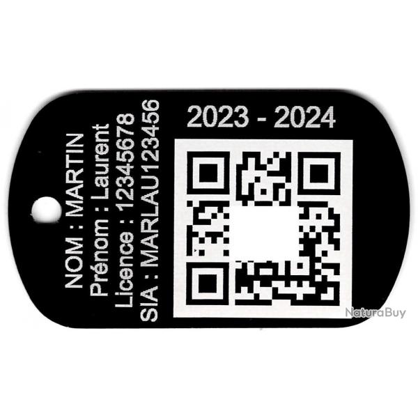 FFT! Porte cl TAG militaire Licence de tir en aluminium grav au laser (Recto)