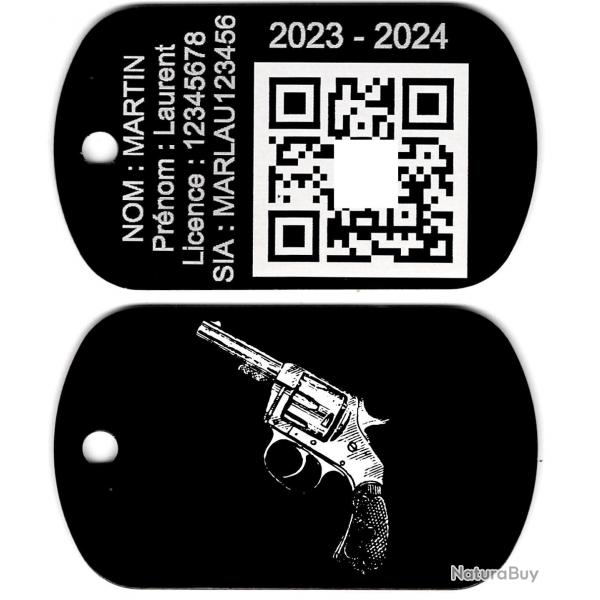 FFT! Porte cl TAG militaire Licence de tir en aluminium grav au laser (Recto / Verso)