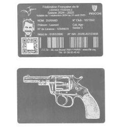 FFT! Licence de tir en aluminium argentée gravé au laser (Recto / Verso)