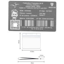 FFT! Licence de tir en aluminium argentée gravé au laser (Recto) + Porte badge tour de cou
