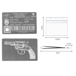 FFT! Licence de tir en aluminium argentée gravé au laser (Recto / Verso) + Porte badge tour de cou