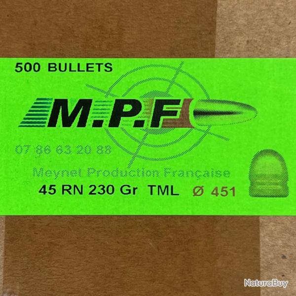 Ogives MPF 45 RN Ø.451 230gr TML x500
