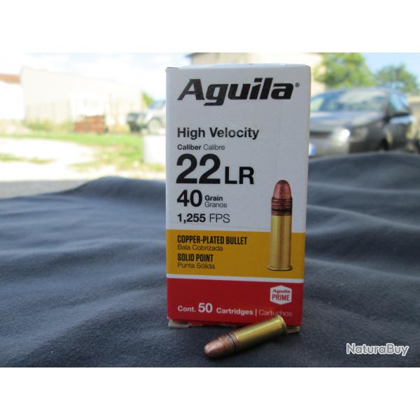 Lot de 500 cartouches de 22LR AGUILA high velocity 40 grains cuivr