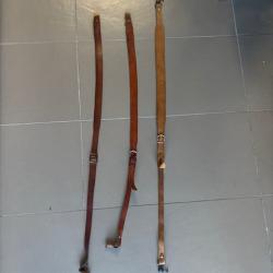 lot de trois brettelles en cuir véritable occasion avec deuc grenadiere déstockage enchère