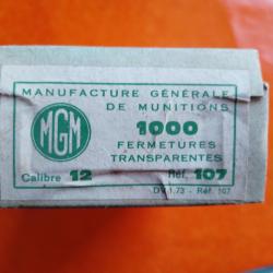 boite 1000 fermetures transparentes rondelles  MGM cal12