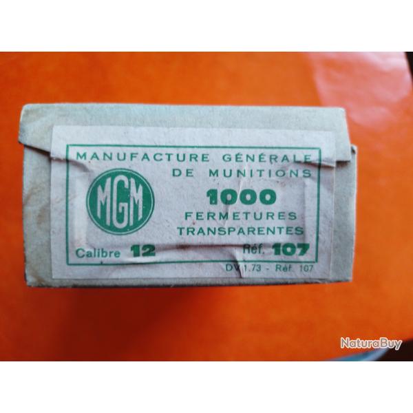 boite 1000 fermetures transparentes rondelles  MGM cal12