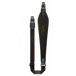 Bretelle RISERVA en Cordura noir brodé chamois