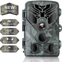 Caméra de Chasse Surveillance 4K 36MP HD Angle120° Étanche IP66 Carte 32 Go Vision Nocturne