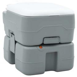 Toilette de camping portable Gris et blanc 41,5x36,5x37,5 cm Plastique pratique facile voyage