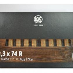 1 BOITE DE 20 BALLES RWS CALIBRE 9.3X74 R  UNI CLASSIC 19 G / 293 GR  NEUVE