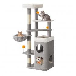 Arbre à chat 152 cm de haut tour de jeux pour chat à plusieurs niveaux avec 2 grandes niches 1 hama