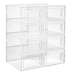 Bo&icirc;tes &agrave; chaussures lot de 18 rangement chaussures pliable pour pointure jusqu'&agrave; 44 transparent et