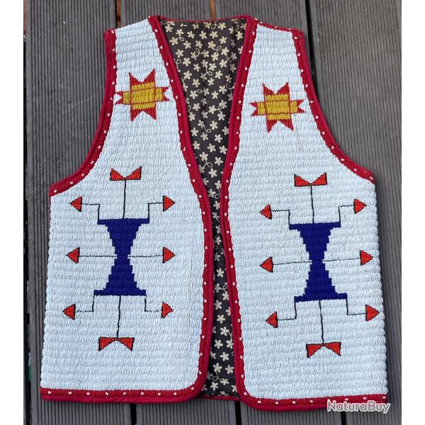 Magnifique gilet indien des plaines entirement perl en seedbeads sioux