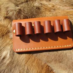 Cartouchière en Cuir Naturel pour 6 Balles en Calibre 45 /70 port à la Ceinture( Fait Main)