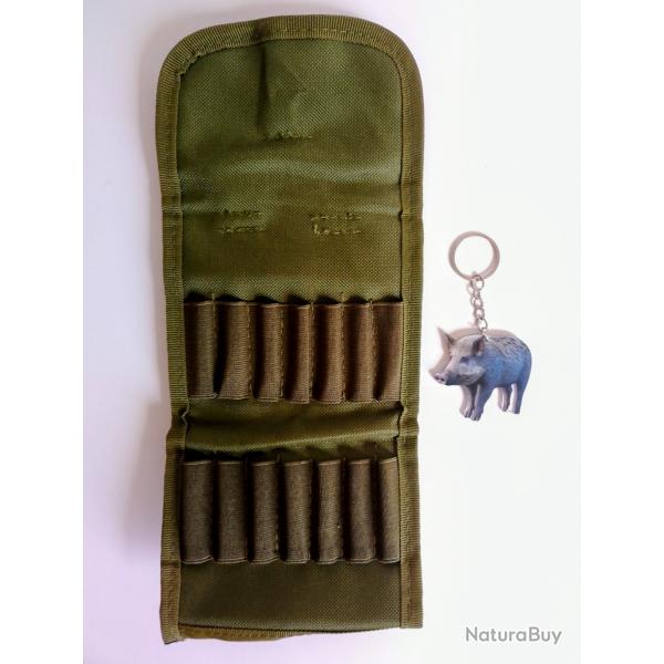 Ensemble cartouchire de ceinture pour carabine et porte cls sanglier. Neuf.