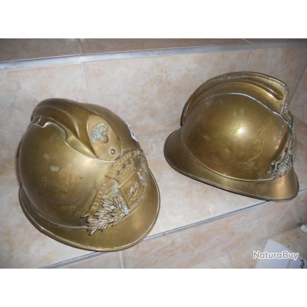 casques de pompier audun le tiche 57 en laiton dans leur jus