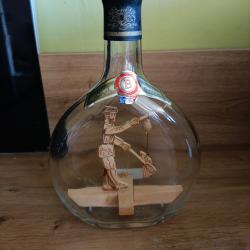 Bouteille décorative/ bouteille eau de vie à remplir avec figurine pêcheur en bois - neuve/scellée
