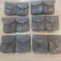 Lot de 6 cartouchieres cuir de collection