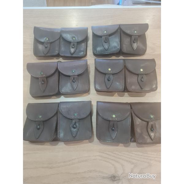Lot de 6 cartouchieres cuir de collection