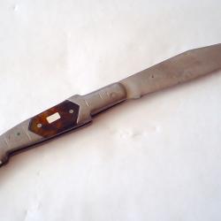 Couteau antique espagnol Mudela du milieu du 20e siècle, gravé à l'acide dans le style arabe