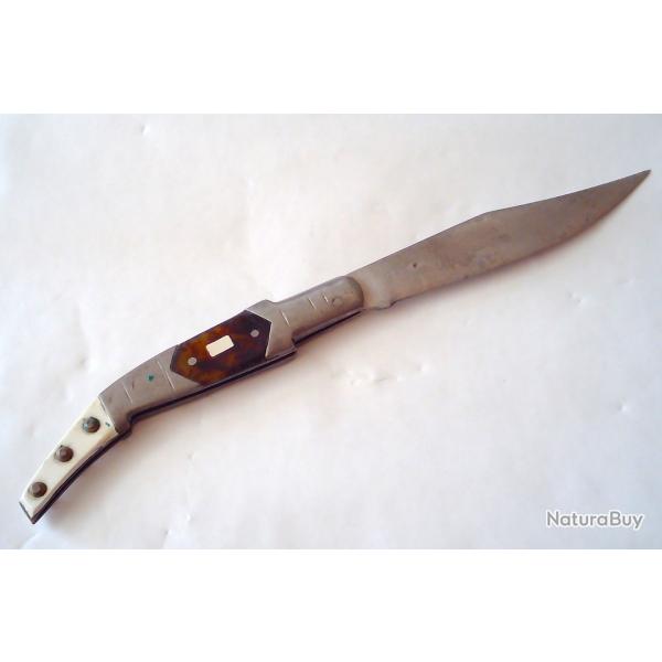 Couteau antique espagnol Mudela du milieu du 20e sicle, grav  l'acide dans le style arabe