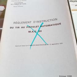 Règlement d'industruction du tir au  pistolet automatique MAC 50