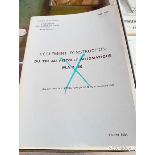 Rglement d'industruction du tir au  pistolet automatique MAC 50