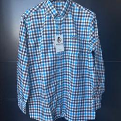 chemise somlys taille M/40 bleu a carreaux déstockage chasse enchère