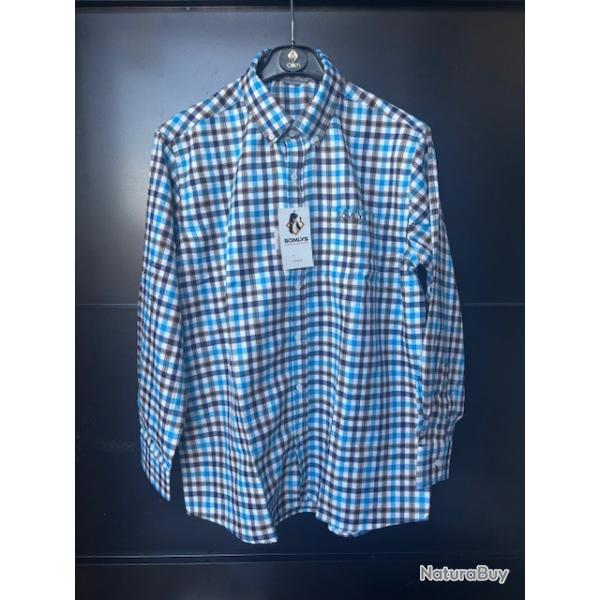 chemise somlys taille M/40 bleu a carreaux dstockage chasse enchre