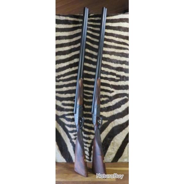 Paire de fusils AYA juxtaposs  platines cal.12/70 canons 71cm  Etat neuf + mallette cuir