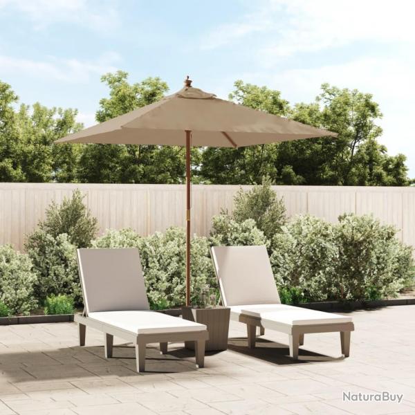 Parasol de jardin avec mt en bois taupe 198x198x231 cm