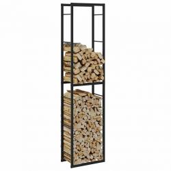 Portant de bois de chauffage noir 50x30x209 cm acier