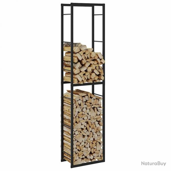 Portant de bois de chauffage noir 50x30x209 cm acier