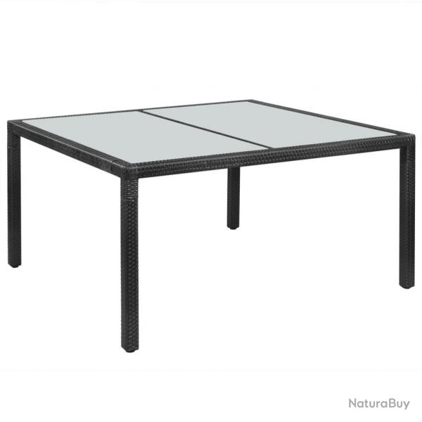 Table de jardin noir 150x90x75 cm rsine tresse
