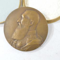 Médaille de table Bronze commémorative Léopold II 1830-1905 Devreese Godefroid Belgique 1930