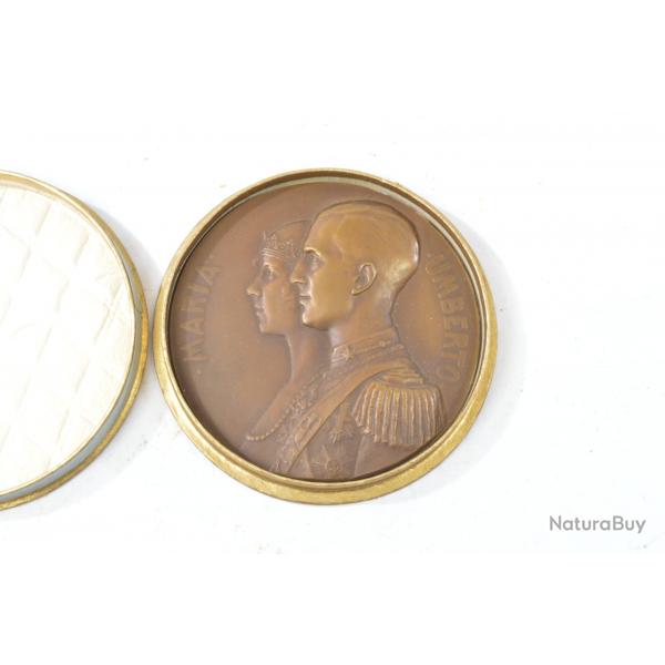 Mdaille de table Bronze ITALIE BELGIQUE VICTOR-EMMANUEL III Mariage d'Humbert de Savoie Marie-Jos