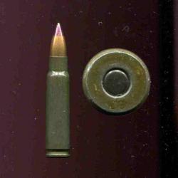 7.62 x 45 CZ - RARE cartouche étalon de référence - balle cuivre pointe violette - marquage : ZV 67