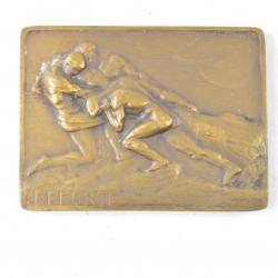Médaille Bronze plaquette association industrielle de Merxem 1899 1949 (Merksem Anvers) L'EFFORT